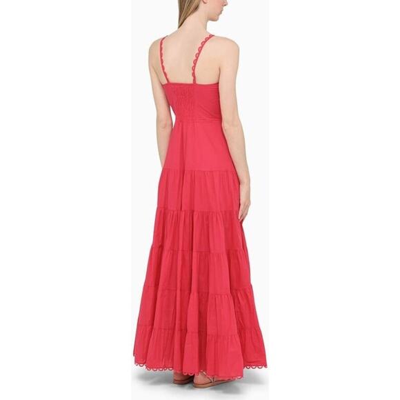 NWT Charo Fuchsia Pink Sleeveless Bustier Flounce Melia Maxi Dress Womens Small - Picture 2 of 9